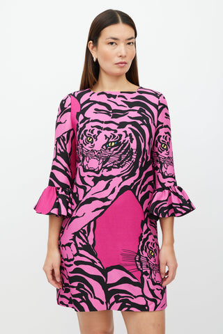 Valentino 1967 Pink and Black Printed Dress