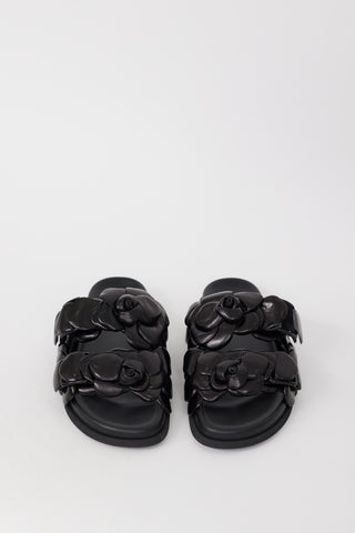 Valentino Atelier 03 Black Leather Rose Edition Sandal