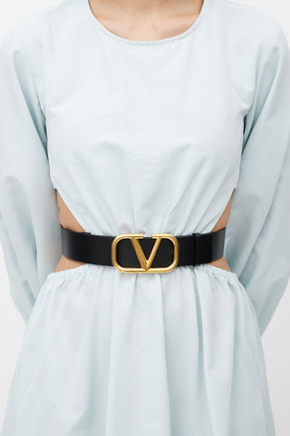 Valentino Black & Gold Reversible VLogo Belt