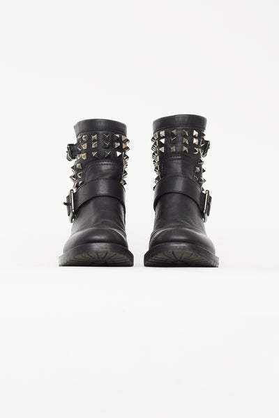 Valentino // Leather Rockstud Moto Ankle Boot – VSP Consignment