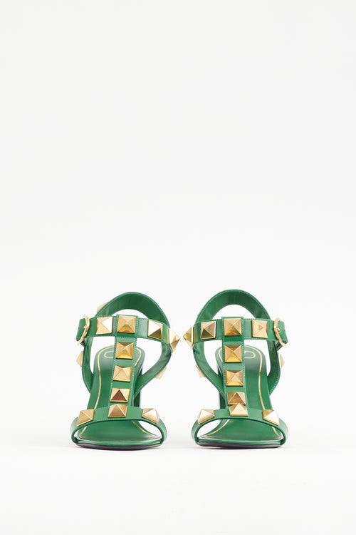 Valentino Green & Gold Roman Rockstud Heel