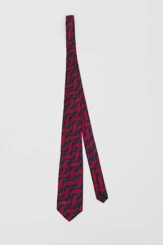 Valentino Navy & Red Silk Paisley Tie
