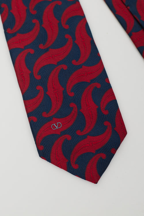 Valentino Navy & Red Silk Paisley Tie
