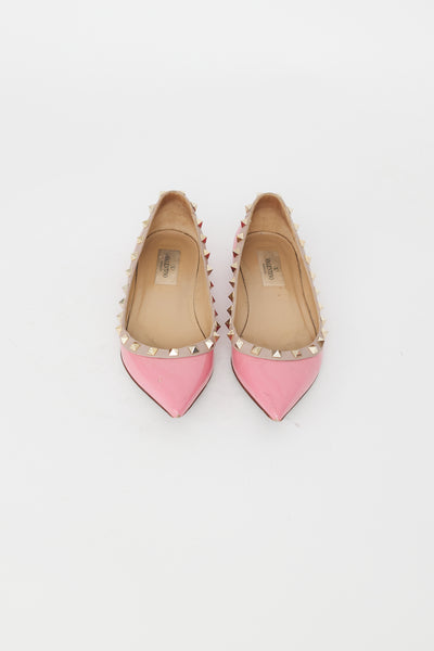 Pink valentino hot sale rockstud flats