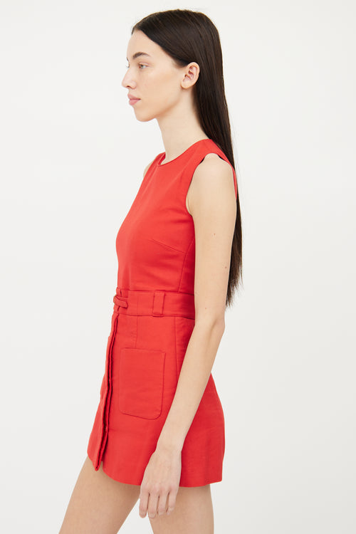 Red Valentino Red Panel Buckle Romper