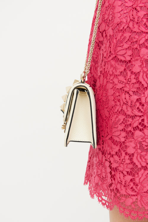 Valentino Cream Glam Lock Small Shoulder Bag