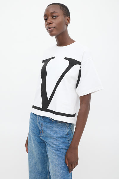 Valentino // White V Logo Boxy T-Shirt – VSP Consignment