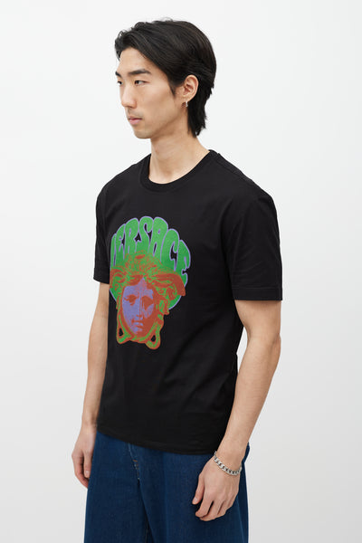 Versace // Black Multicolour Graphic T-Shirt – VSP Consignment