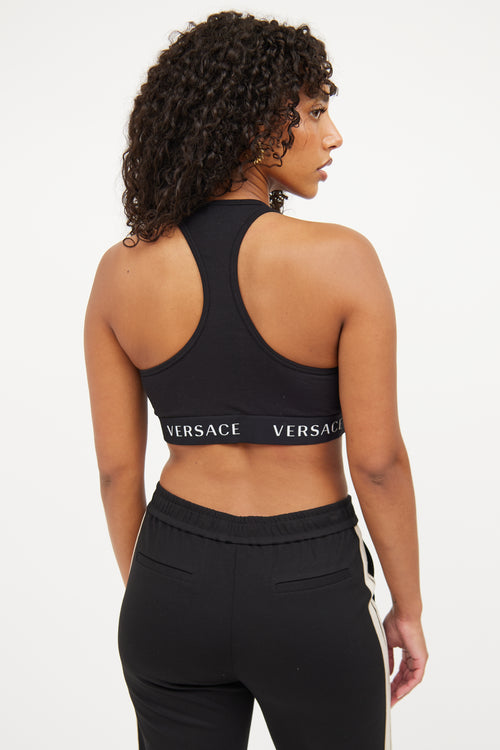 Versace Black & White Logo Sports Bra
