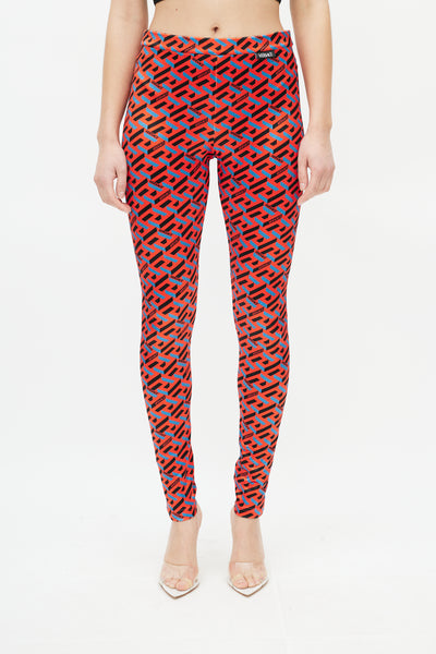 Red Tights with 'La Greca' pattern Versace - Vitkac Canada