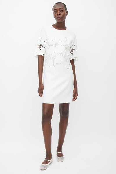chinese dress ladies Victoria Beckham // White Floral Eyelet Dress – VSP Consignment