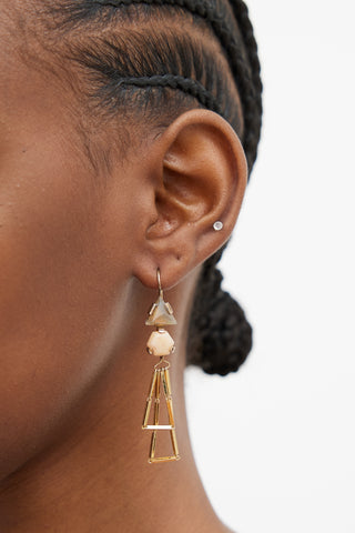 Wouters & Hendrix Gold & Stone Geometric Dangle Earrings