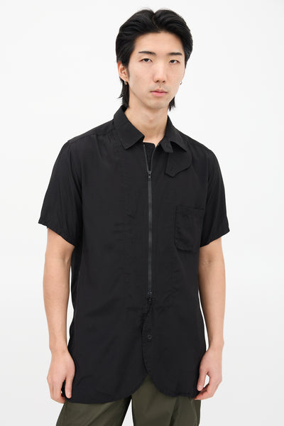 Yohji Yamamoto // Black Zip Short Sleeve Shirt – VSP Consignment