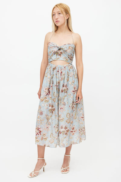 Zimmermann // Blue & Multi Floral Midi Dress – VSP Consignment
