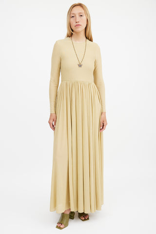 Zimmermann Gold Lyrical Lurex Long Sleeve Dress