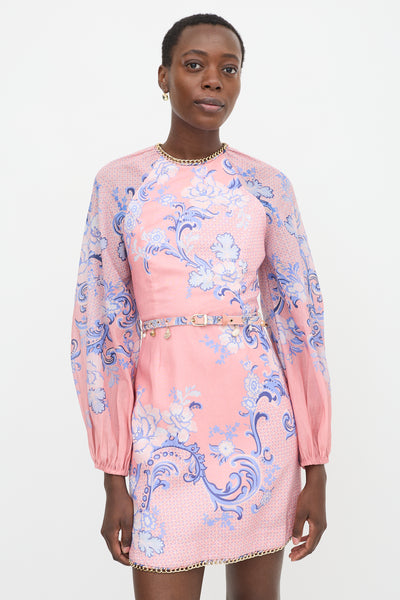 pink and blue floral zimmermann dress // Linen Postcard Mini – VSP Consignment NO SPRING SALE Black Red A-line Deep Coat Size:54 XL silk blend halter neck