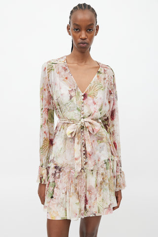 Zimmermann // Multicolor Sheer Floral Print Slip Dress – VSP