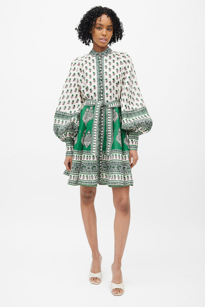 zimmermann dress green // White & Linen Amari Floral – VSP Consignment The Lady in A 1920 style dress accentuated by a wide Style:Back B