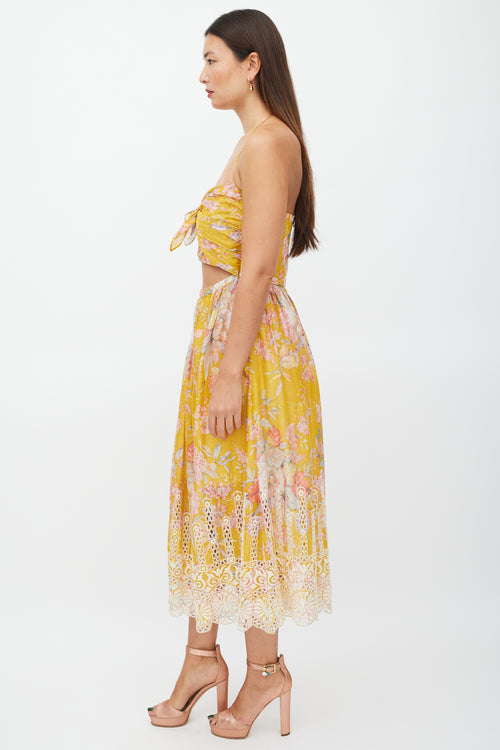 Zimmermann Yellow & Multicolour Floral Cut Out Dress