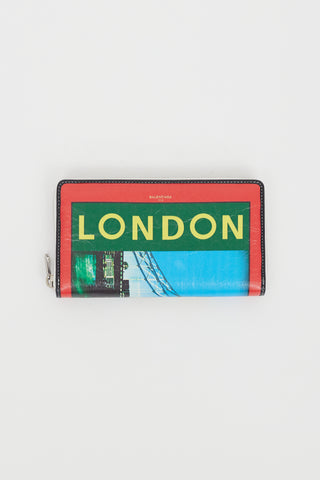 Balenciaga Multicolour Crinkled Leather London Zip Wallet