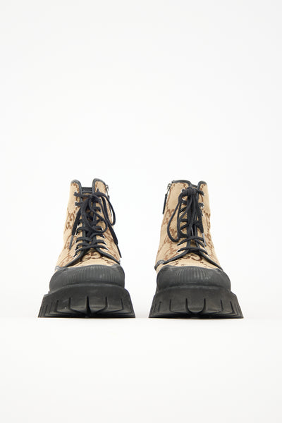 靴 GUCCI GG-Monogram Canvas Boots 38 Gucci // Maxi GG Monogram Boot – VSP Consignment