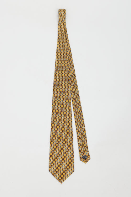 Saint Laurent Yellow & Brown Square Pattern Tie