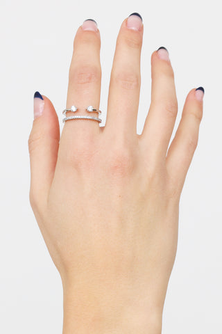 Fine Jewelry 10K White Gold Diamond Open Bar Ring