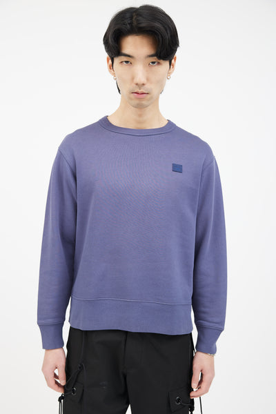 Acne Studios Blue Cotton Fairview Face Logo Sweater VSP