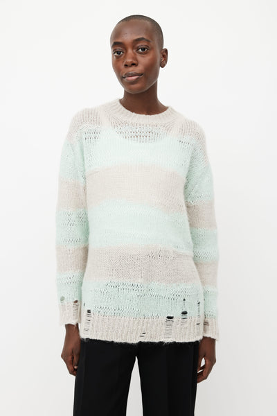 Acne Studios // Grey & Green Striped Knit Sweater – VSP ...
