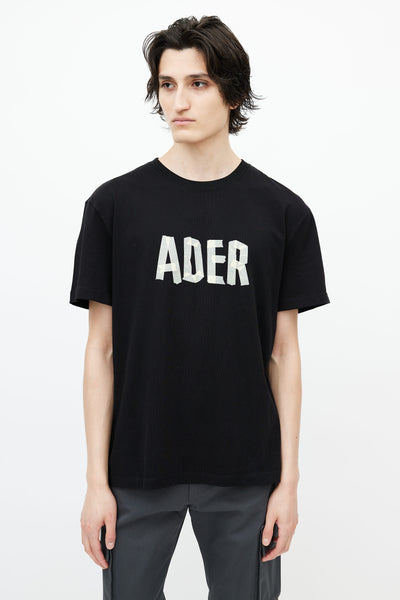 ADER Error // Black Cotton Tape Logo T-Shirt – VSP Consignment