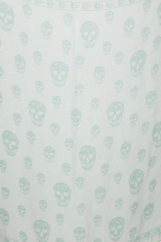 Alexander McQueen Green Skull Print Scarf