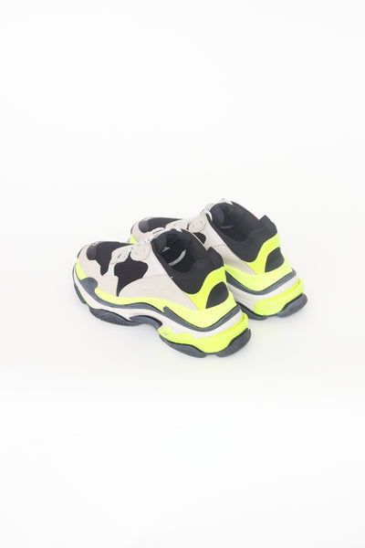Balenciaga // Grey Fluorescent Yellow & Black Triple S Sneaker