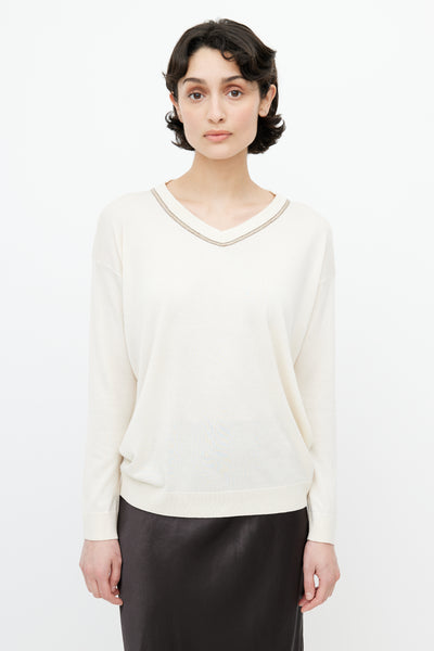 Brunello Cucinelli // Cream Monili Knit Sweater – VSP Consignment