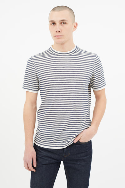 Brunello Cucinelli // Cream & Navy Stripe T-Shirt – VSP Consignment