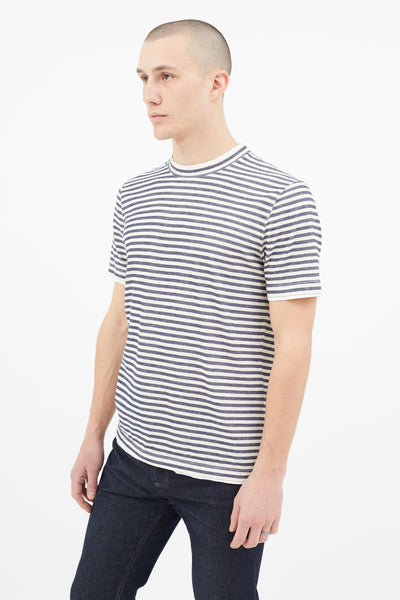 Brunello Cucinelli // Cream & Navy Stripe T-Shirt – VSP Consignment