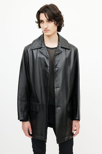 Vince // Black Leather Long Sleeve Jacket – VSP Consignment