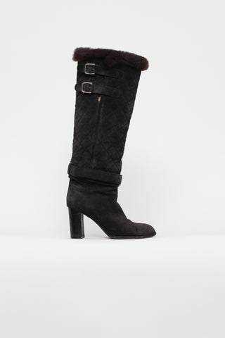 Chanel Grey Suede  Boots