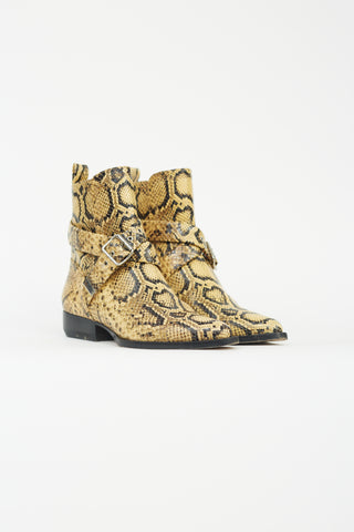Chloé Yellow Textured Buckle Strap Boot