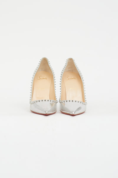 Christian Louboutin // Silver Textured Studded Pump – VSP Consignment