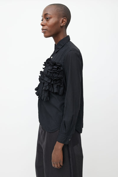 Comme des Garçons // Black Ruffle Panel Long Sleeve Shirt – VSP