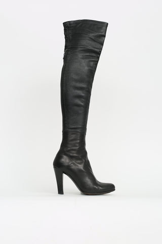 Costume National Black Leather Heeled Boot
