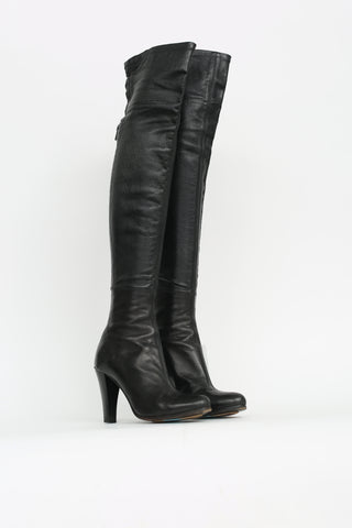 Costume National Black Leather Heeled Boot