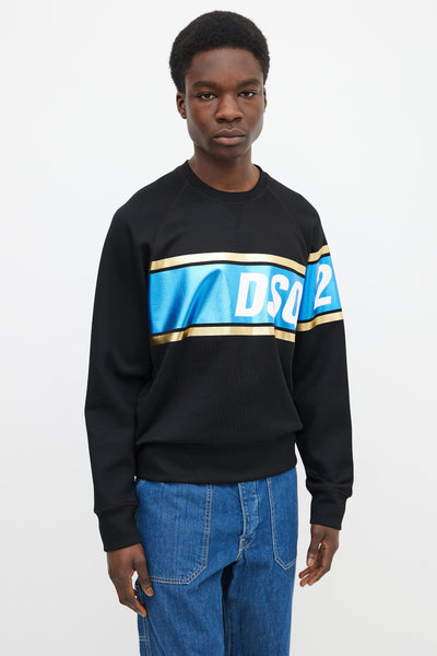 Black, Blue & Gold-Tone Stripe Sweater