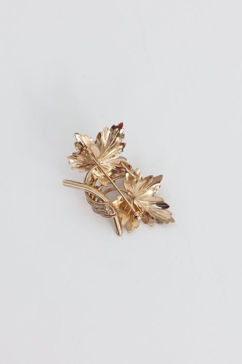 Fine Jewelry Pearl Leaf Brooch