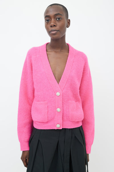 Ganni shocking pink wool cardigan – shopatanna