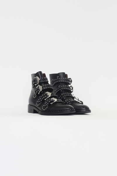 Parker Black Silver Studded Ankle Boots