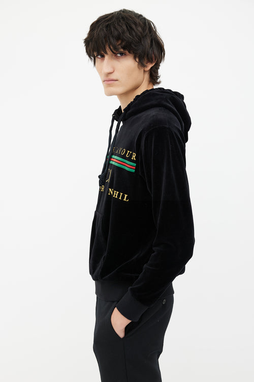 Gucci Black Velour Embroidered Hoodie