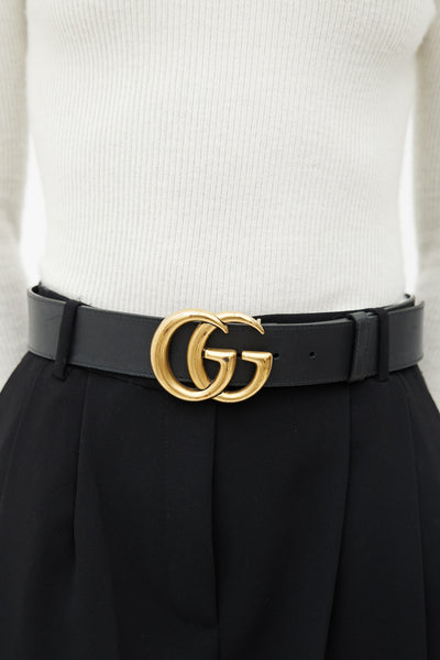 Black & Gold GG Logo Belt