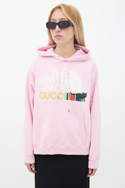 x The North Face Pink Logo Hoodie