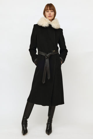 Helmut Lang // Black Wool Shearling Coat – VSP Consignment